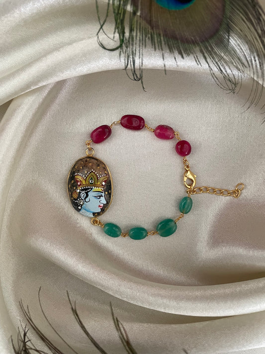 Lord Krishna With Beads Bracelet Lumba Rakhi