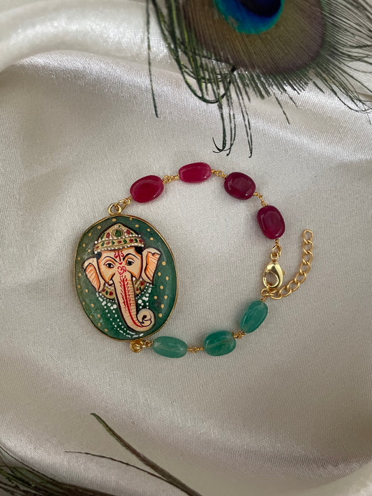 Lord Ganesha Pendant/Beads Bracelet Lumba Rakhi