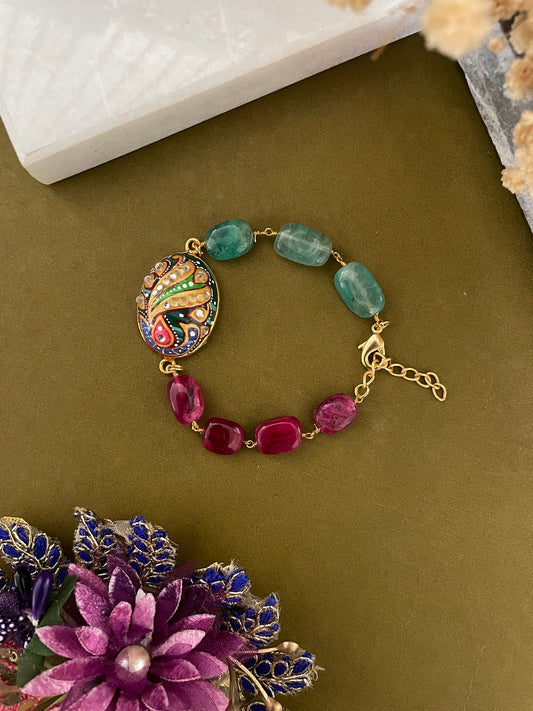 Oval Pendant/Beads Bracelet Lumba Rakhi