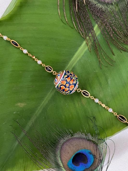 Hand-Painted Ball Stone/Pearl Bracelet Lumba Rakhi