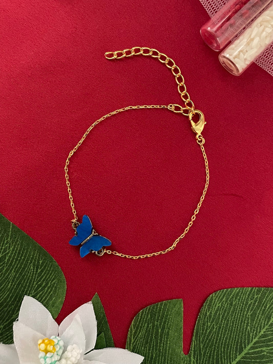 Mini Blue Butterfly Bracelet Lumba Rakhi