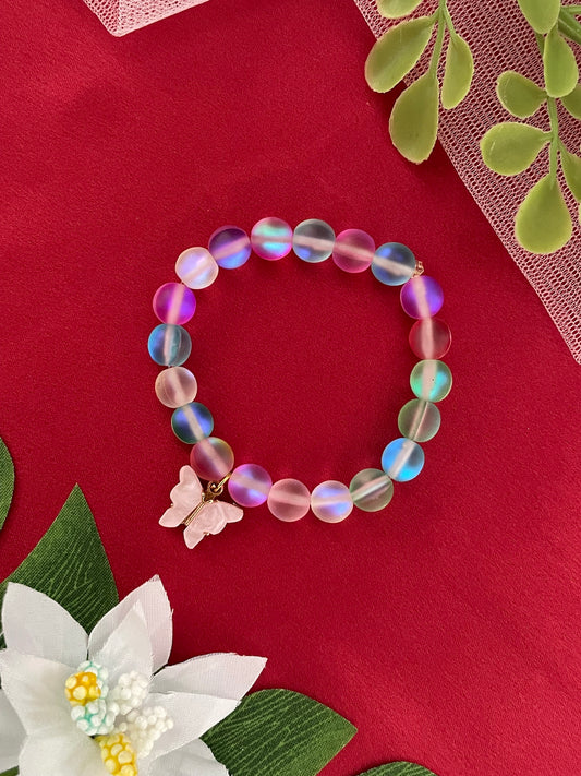 Mini Pink Butterfly Charm Bracelet Rakhi Lumba
