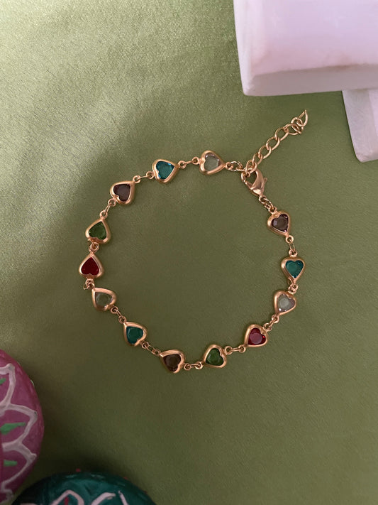 Stone Heart Charm Bracelet Rakhi Lumba