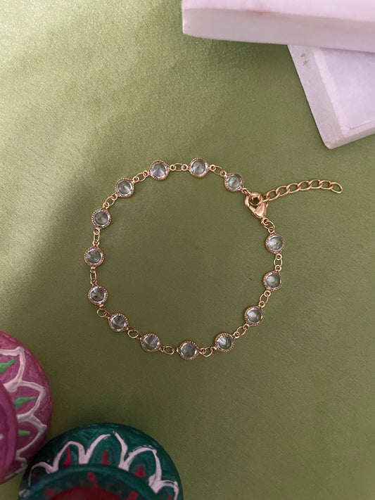 Round Shape Crystal Stone Bracelet Rakhi Lumba