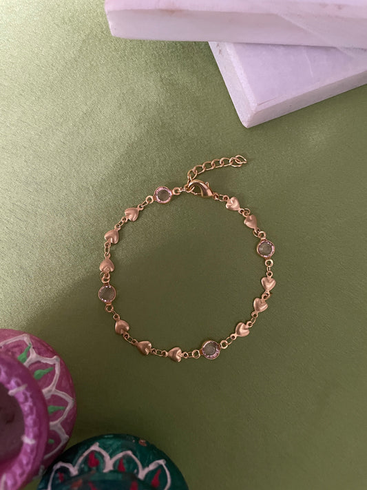 Crystal Stone/Heart Bracelet Rakhi Lumba