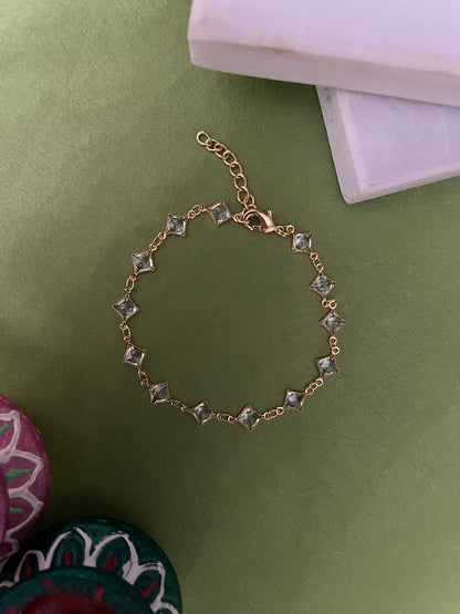 Square Shape Crystal Stone Bracelet Rakhi Lumba
