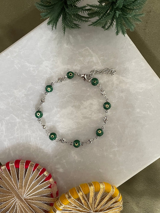 AD Green Evil Eye Bracelet Lumba Rakhi