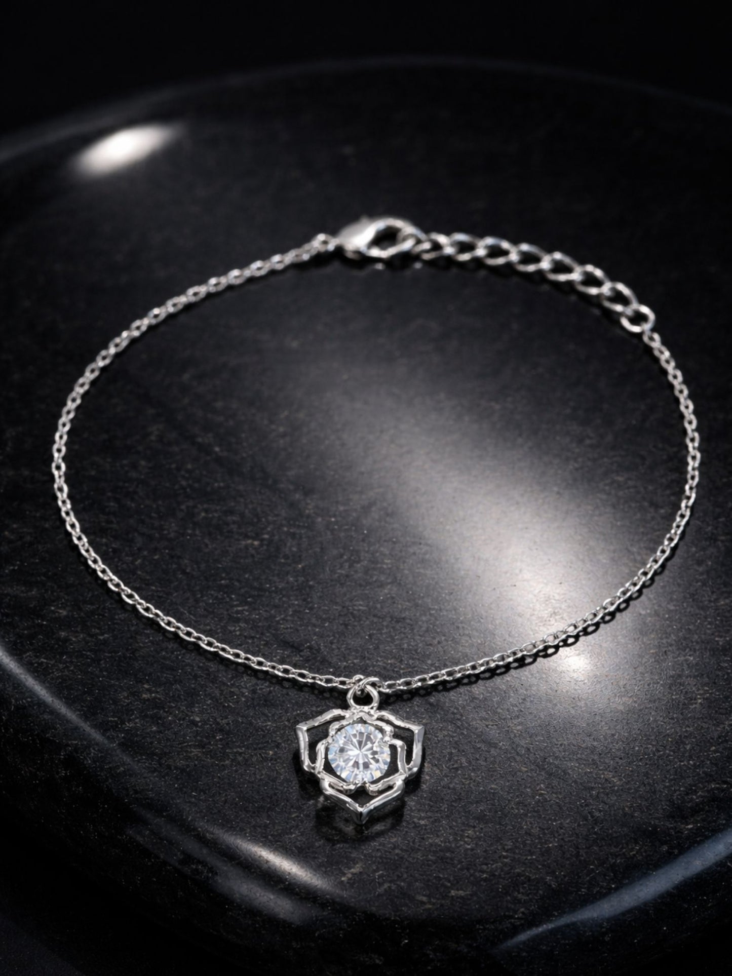 Silver Plated Crystal Charm Bracelet Adjustable Women|Lumba Rakhi Bhabhi Sister