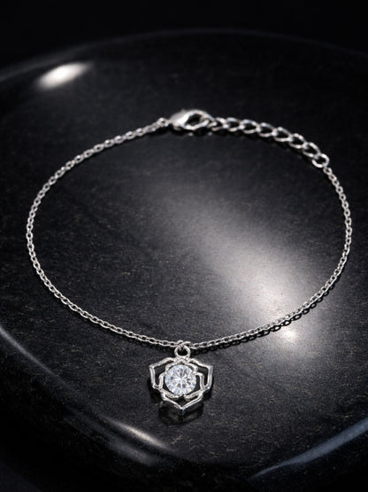 Silver Plated Crystal Charm Bracelet Adjustable Women|Lumba Rakhi Bhabhi Sister