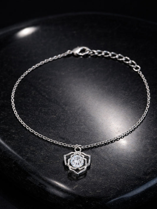 Silver Plated Crystal Charm Bracelet Adjustable Women|Lumba Rakhi Bhabhi Sister