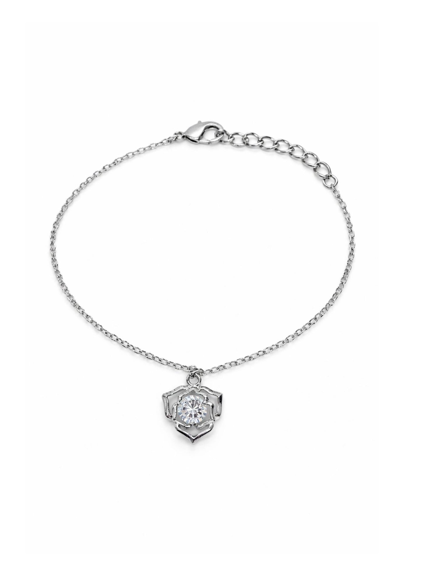 Silver Plated Crystal Charm Bracelet Adjustable Women|Lumba Rakhi Bhabhi Sister
