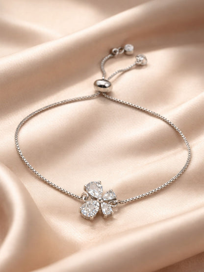 Silver Crystal CZ Bracelet Adjustable Chain Women|Lumba Rakhi Bhabhi Sister
