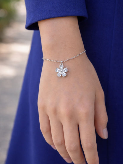 Silver CZ Crystal Pendant Bracelet Women|Lumba Rakhi Bhabhi Sister