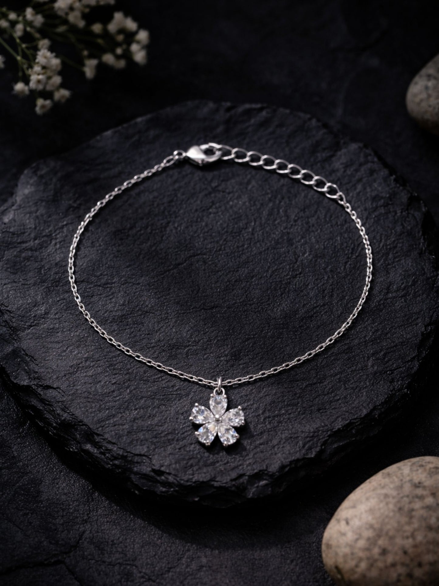 Silver CZ Crystal Pendant Bracelet Women|Lumba Rakhi Bhabhi Sister