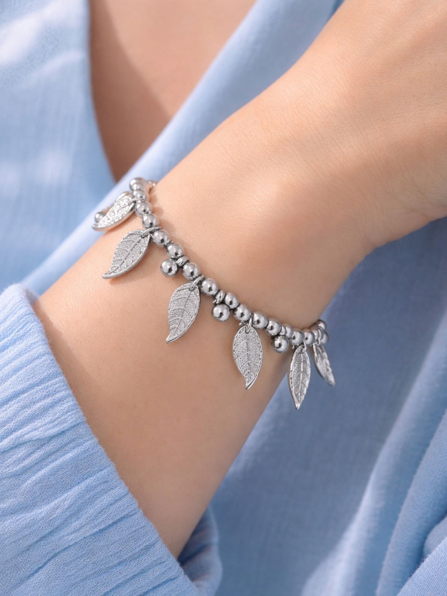 Silver Charm Beaded Bracelet Adjustable Women|Lumba Rakhi Bhabhi Sister