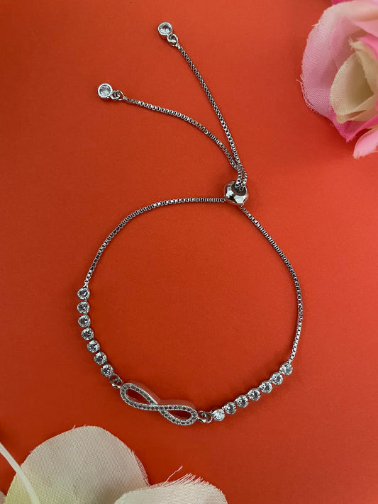 Silver Plated AD Infinity Bracelet Lumba Rakhi