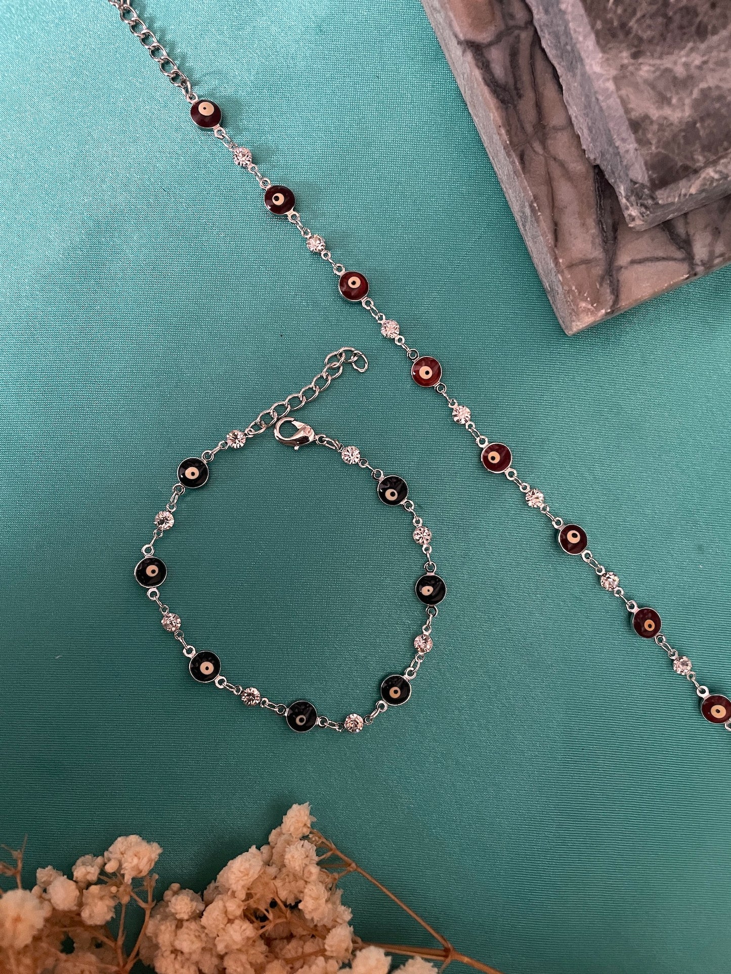 (Set of 2) Maroon/Black Evil Eye Lumba Rakhi