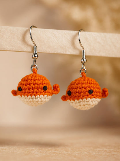 Crochet Woolen Whale Earrings for Women | Boho Style