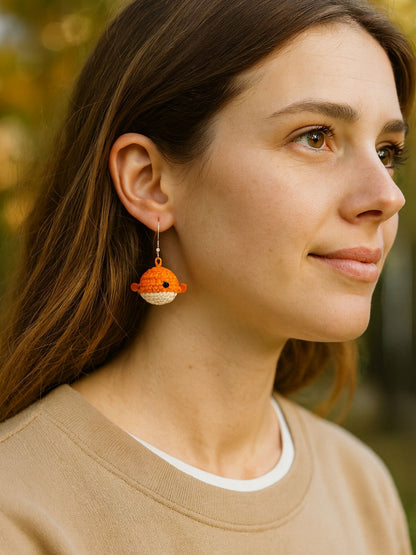 Crochet Woolen Whale Earrings for Women | Boho Style
