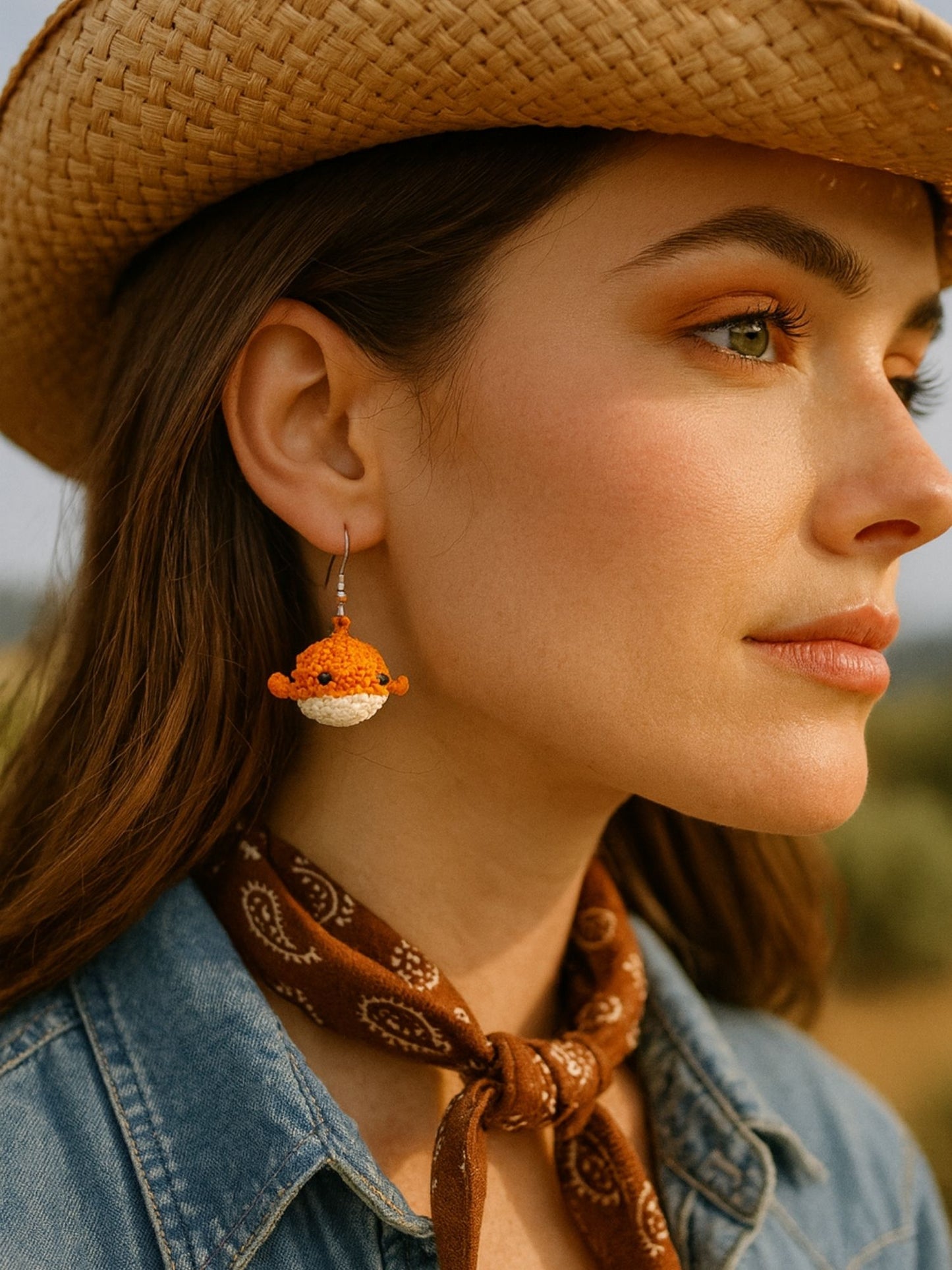 Crochet Woolen Whale Earrings for Women | Boho Style