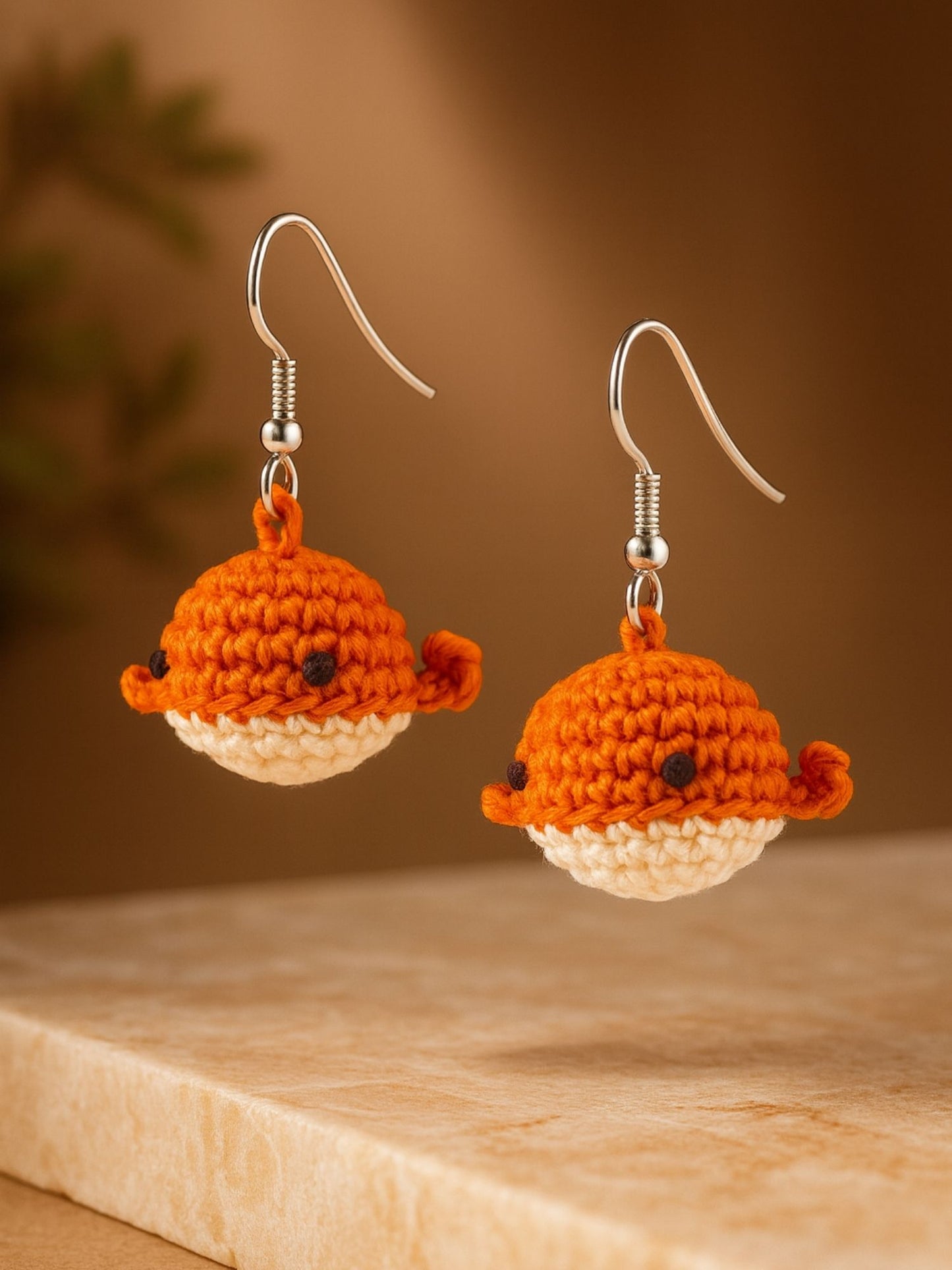 Crochet Woolen Whale Earrings for Women | Boho Style