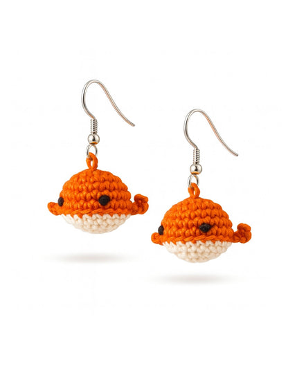 Crochet Woolen Whale Earrings for Women | Boho Style