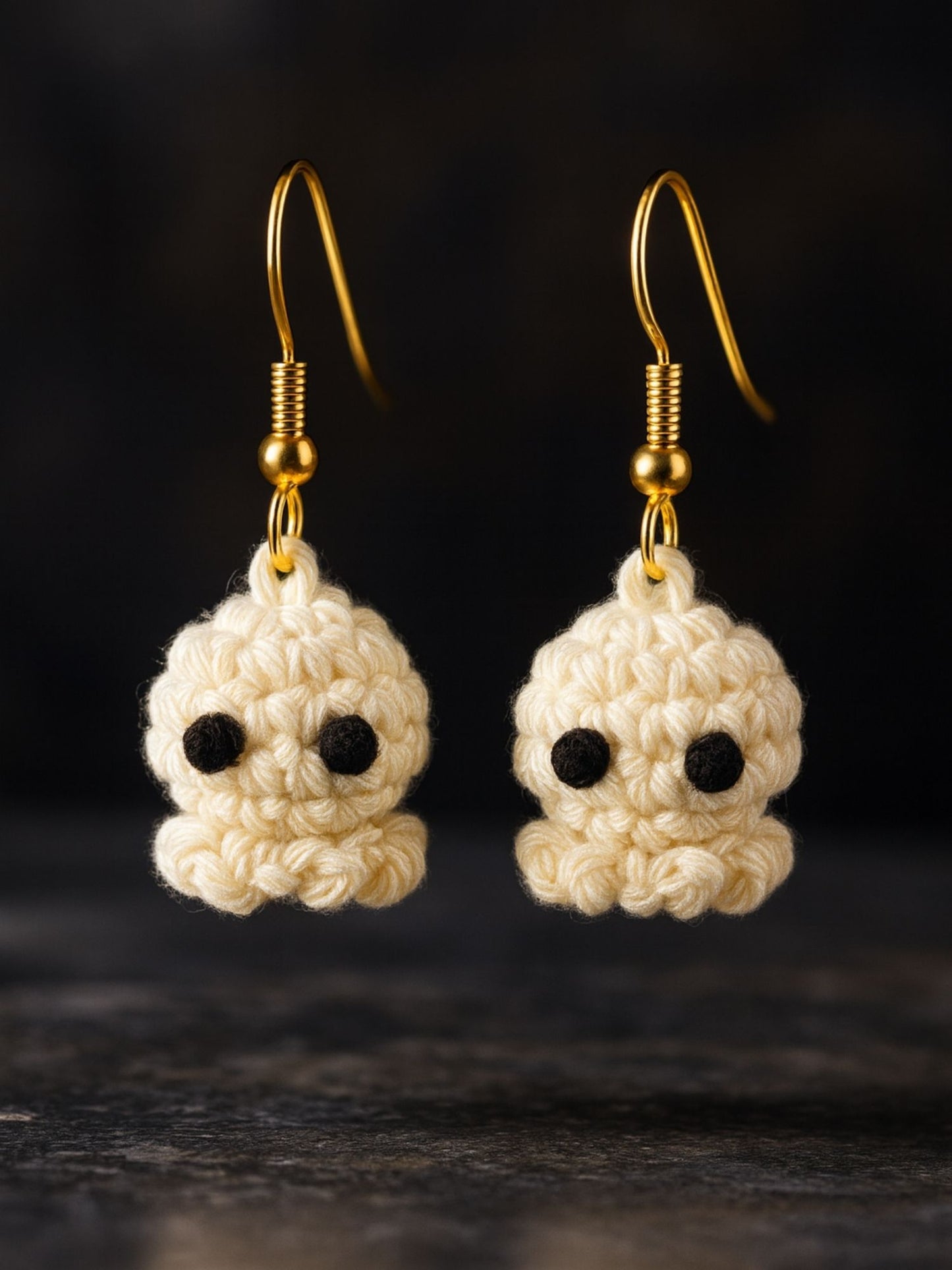 Crochet Woolen White Octopus Earrings for Women