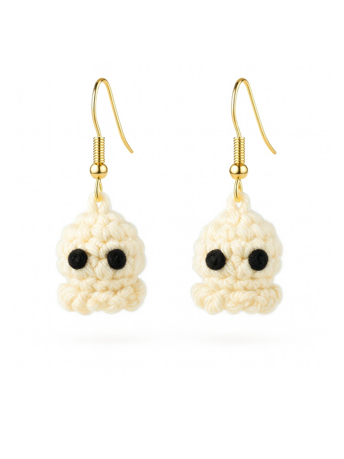 Crochet Woolen White Octopus Earrings for Women