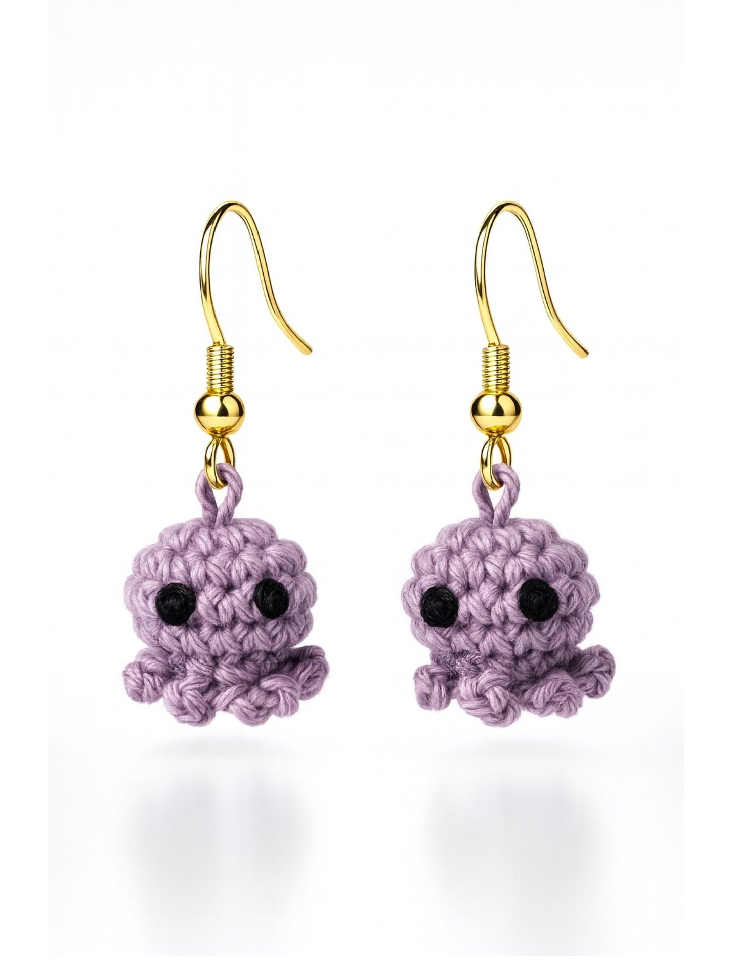 Crochet Woolen Lavender Octopus Earrings for Women
