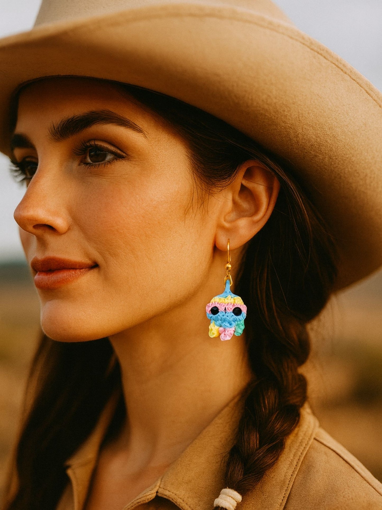 Crochet Woolen Pastel Multicolor Octopus Earrings