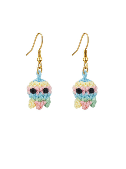 Crochet Woolen Pastel Multicolor Octopus Earrings