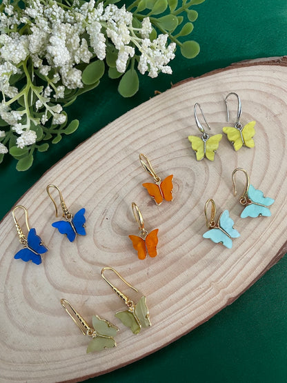 Mini Orange Butterfly Dangler Earrings
