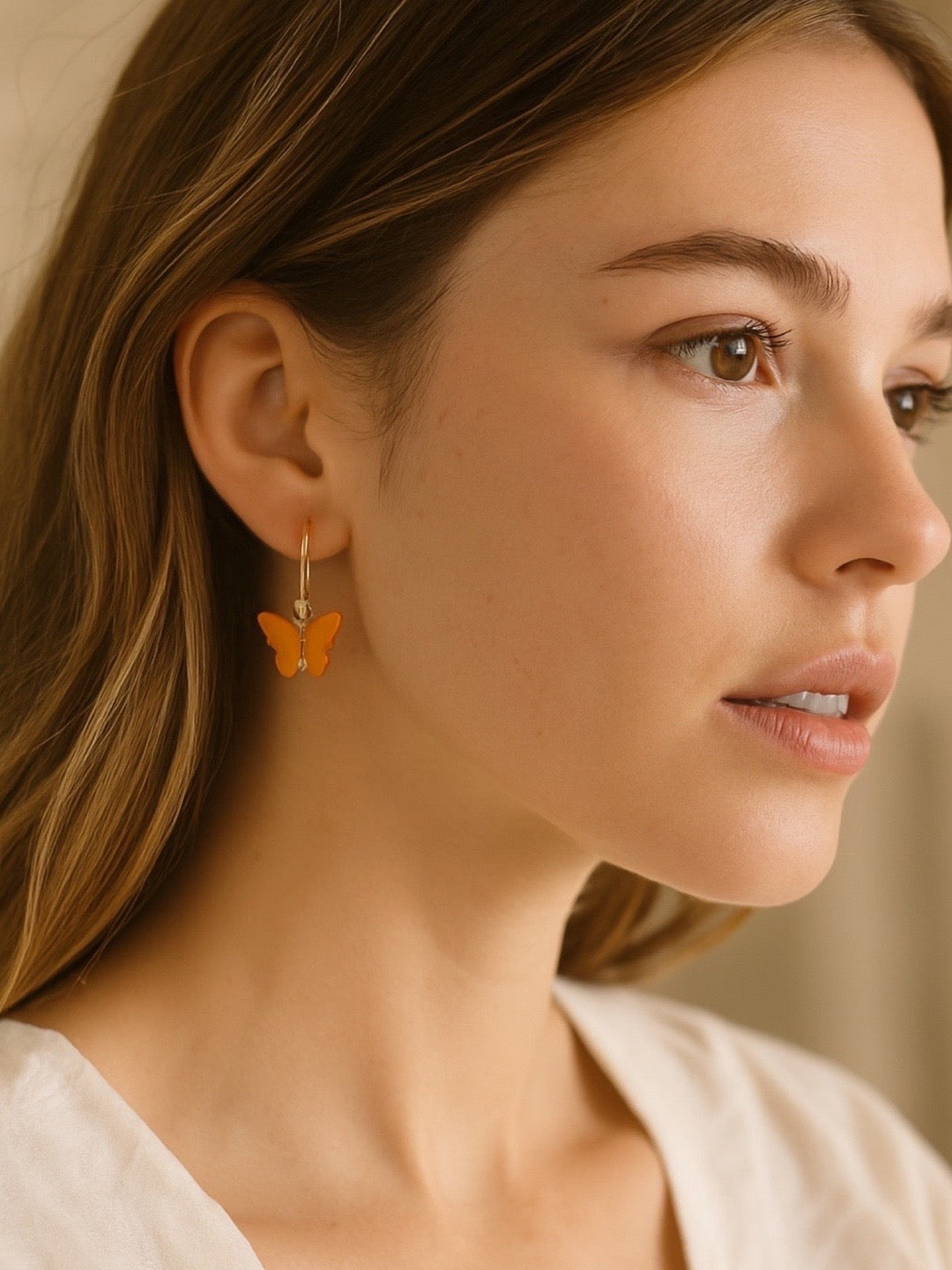 Mini Orange Butterfly Dangler Earrings