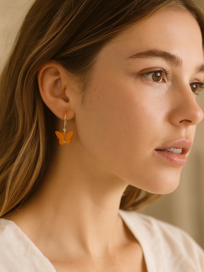 Mini Orange Butterfly Dangler Earrings