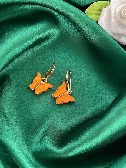 Mini Orange Butterfly Dangler Earrings
