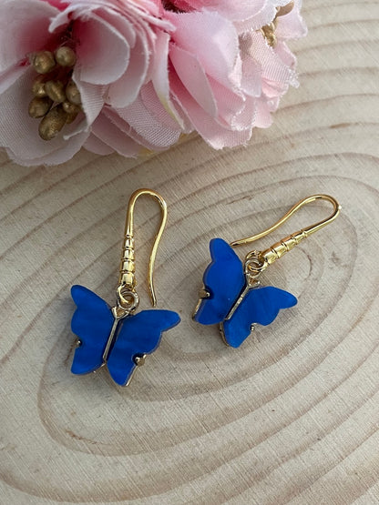 Mini Blue Butterfly Dangler Earrings