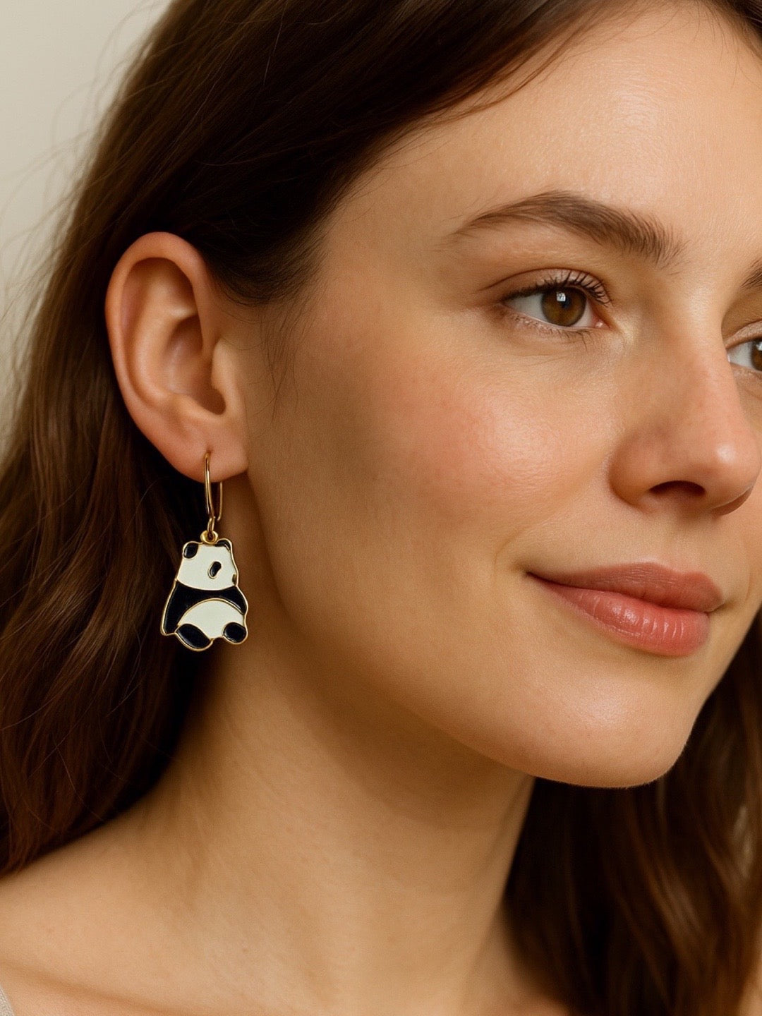 Mini Panda Design Dangler Earrings