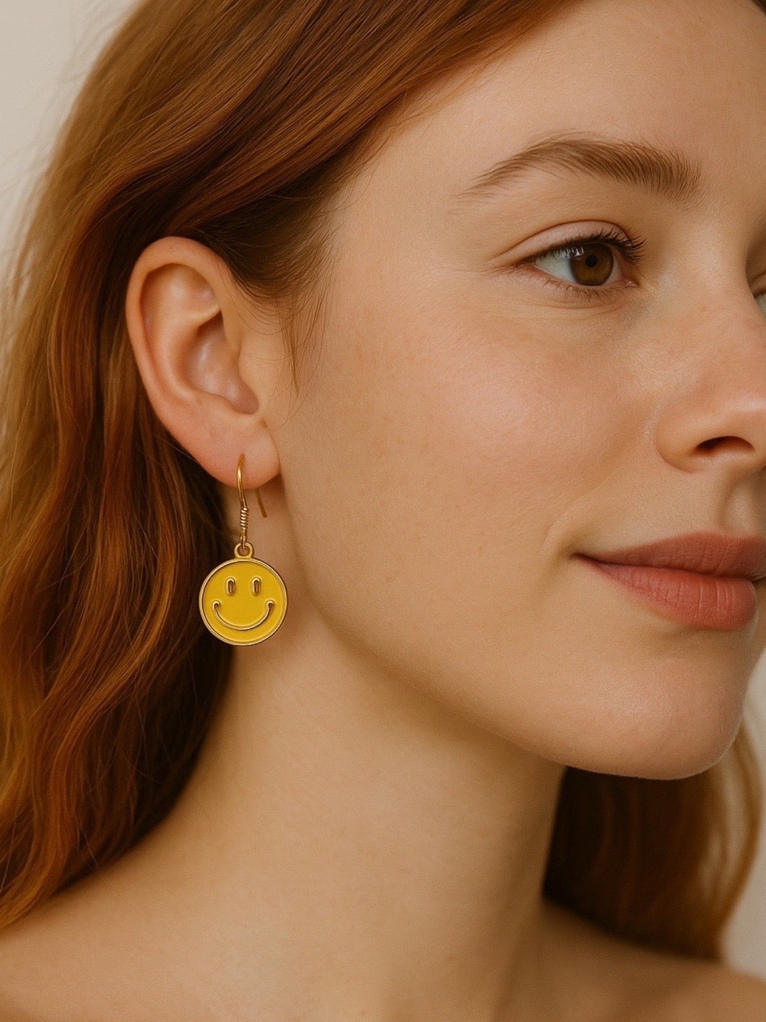 Mini Smiley Emoji Face Dangler Earrings