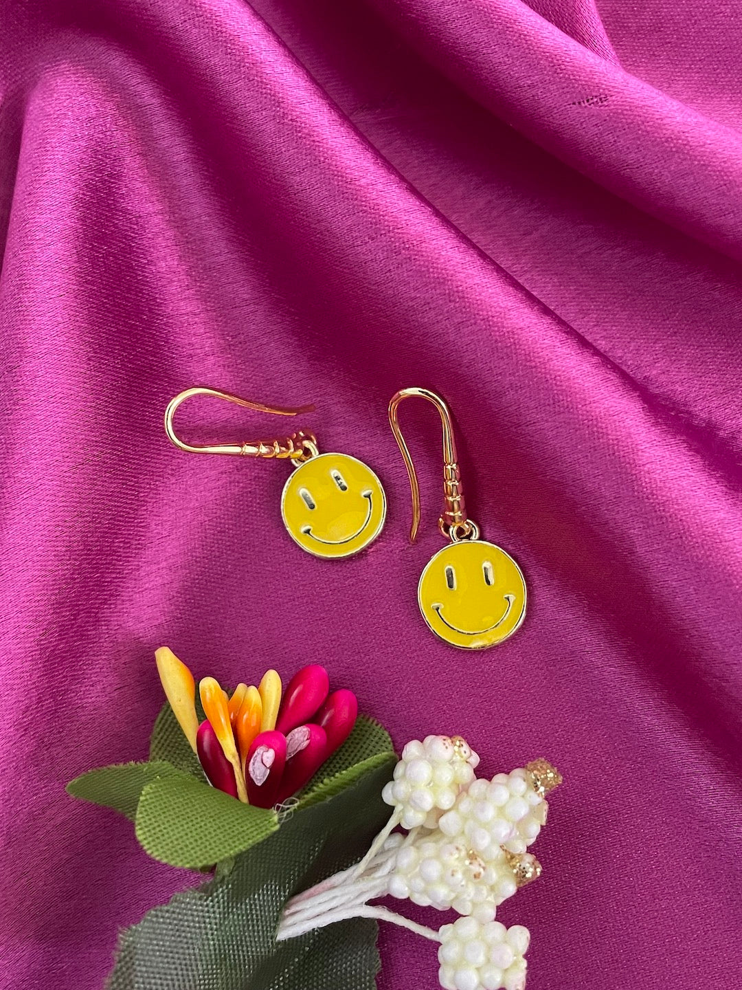 Mini Smiley Emoji Face Dangler Earrings