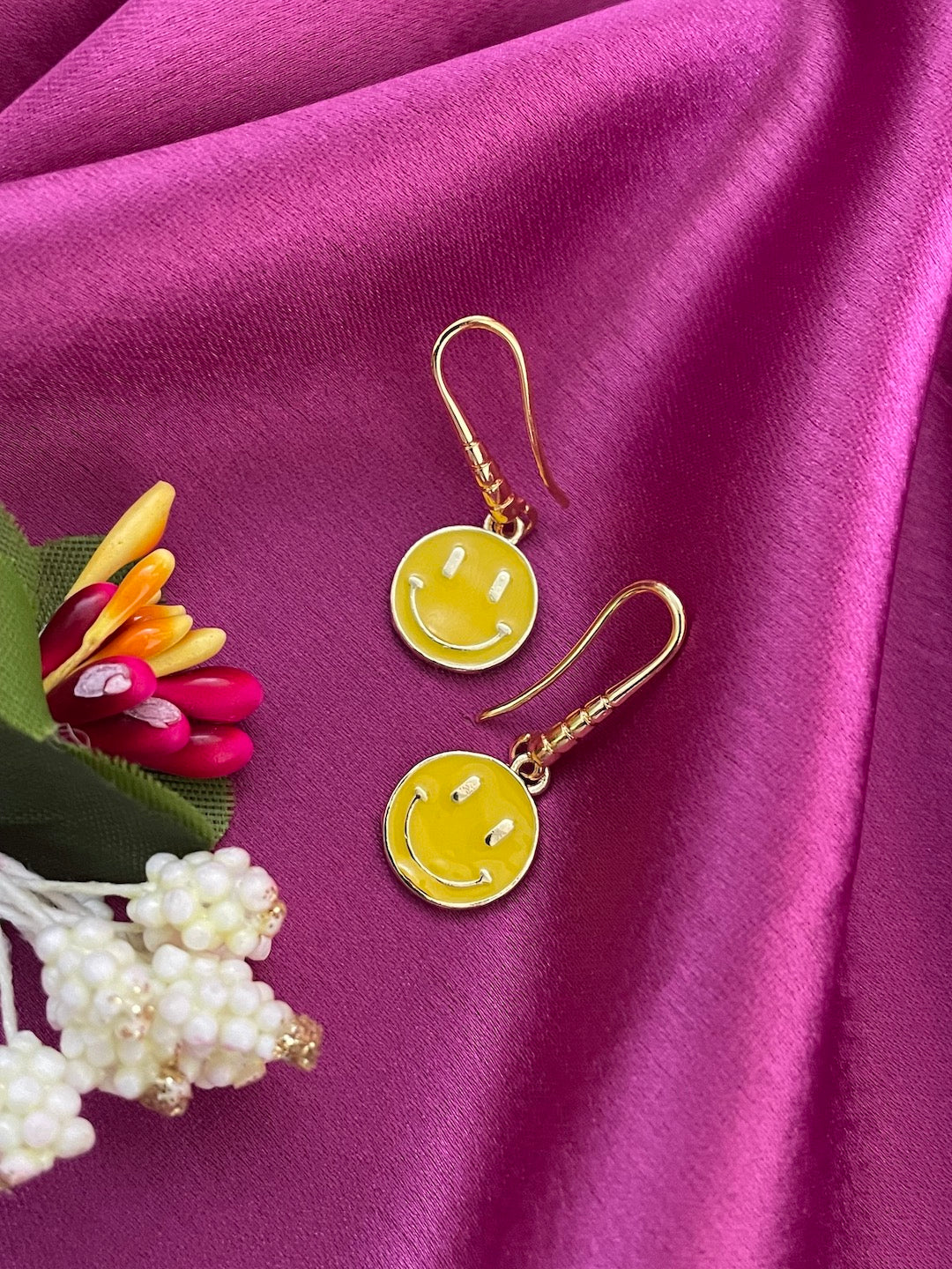 Mini Smiley Emoji Face Dangler Earrings