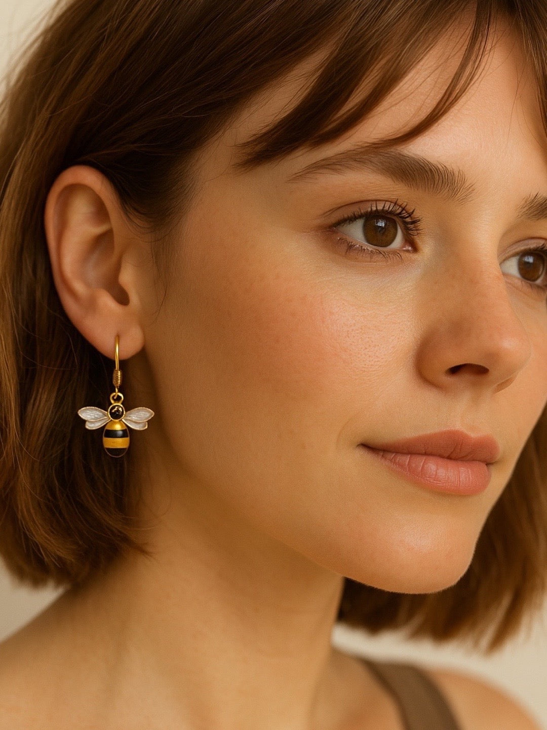 Mini Honey Bee Design Dangler Earrings