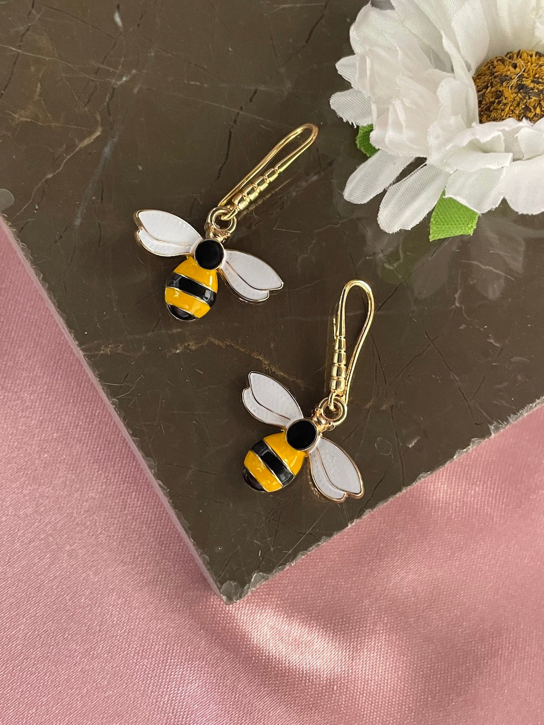 Mini Honey Bee Design Dangler Earrings