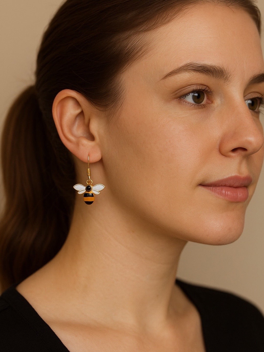 Mini Honey Bee Design Dangler Earrings