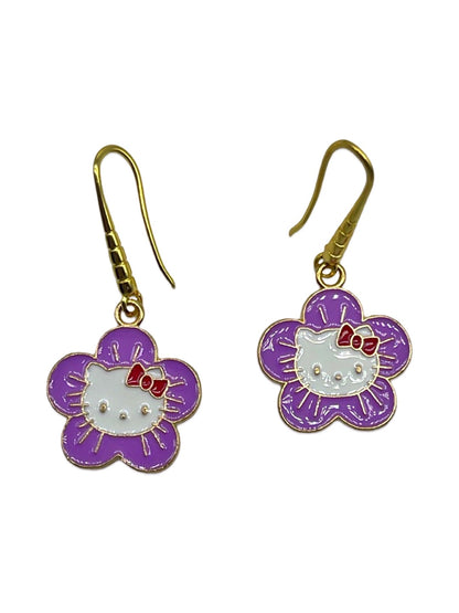 Mini Purple Flower Dangler Earrings