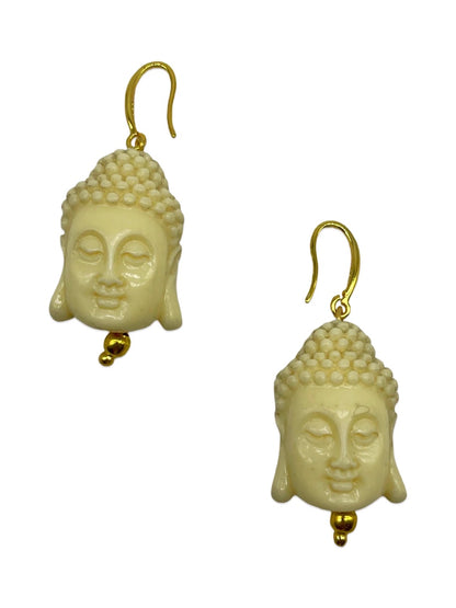 Mini White Buddha Charm Dangler Earrings