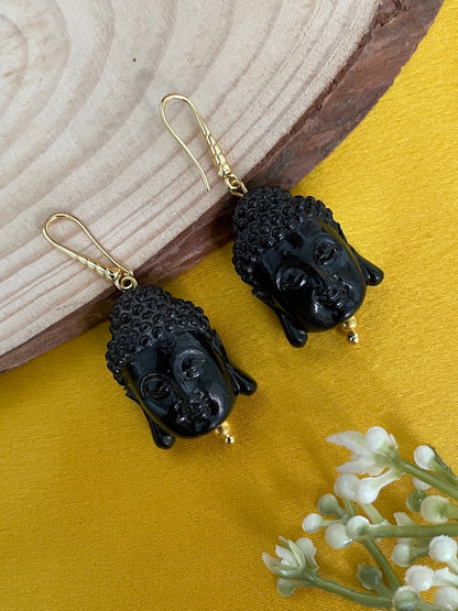 Mini Black Buddha Charm Dangler Earrings
