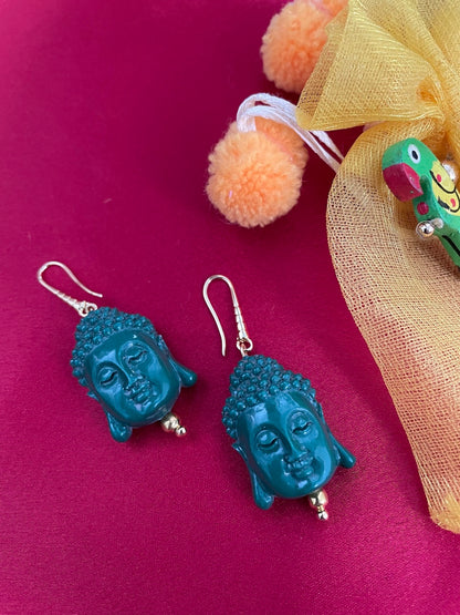 Mini Green Buddha Charm Dangler Earrings