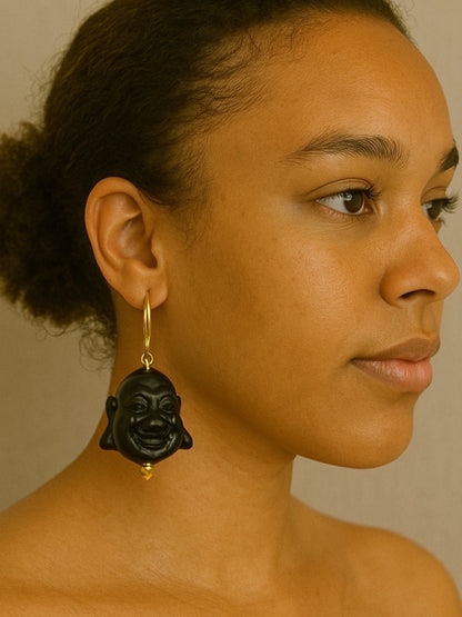 Mini Laughing Buddha Dangler Earrings