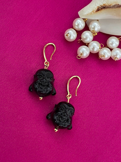 Mini Laughing Buddha Dangler Earrings