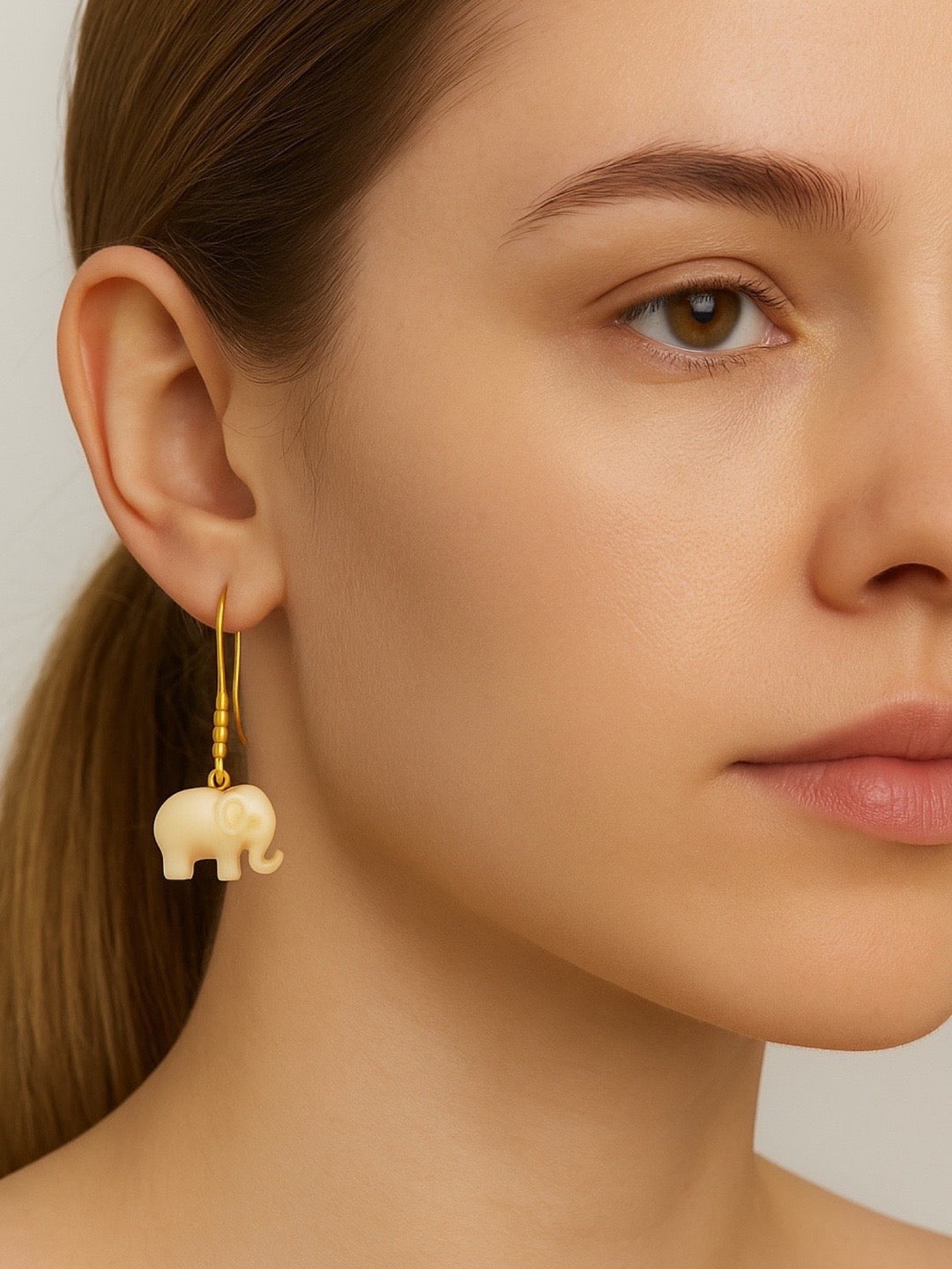 Mini White Elephant Dangler Earrings
